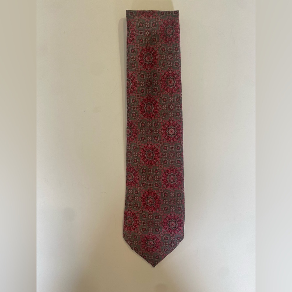 Vintage Tie Croll & Keck Red Gray Pattern